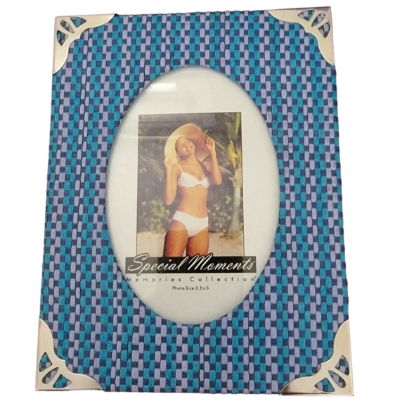 🕌 Blue Moroccan Arabesque Rustic Metal Pic Frame 3.5 in × 5 in - Picture 1 of 4